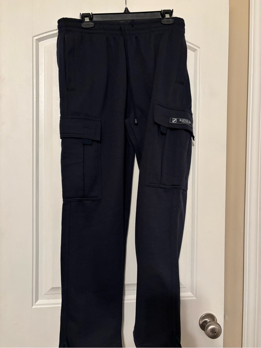 G- Style Men's Black Cargo Sweatpants with Multiple Pockets